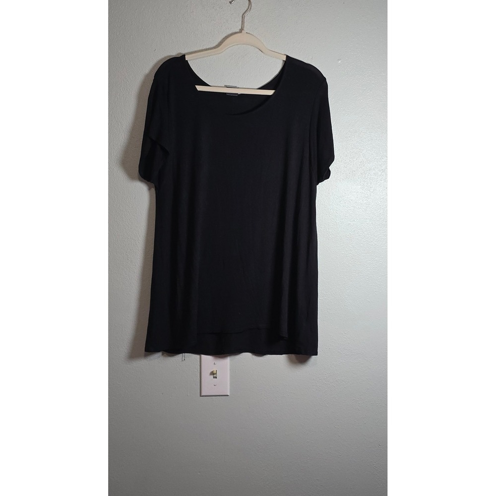 Champion Womens Black Scoop Neck Short Sleeve Rayon Blend T-Shirt Size L basic